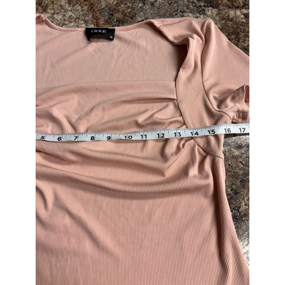 Cider Blush Pink Ribbed Draped Cowl Neck Short Sleeve Top XL Y2K - Picture 5 of 8